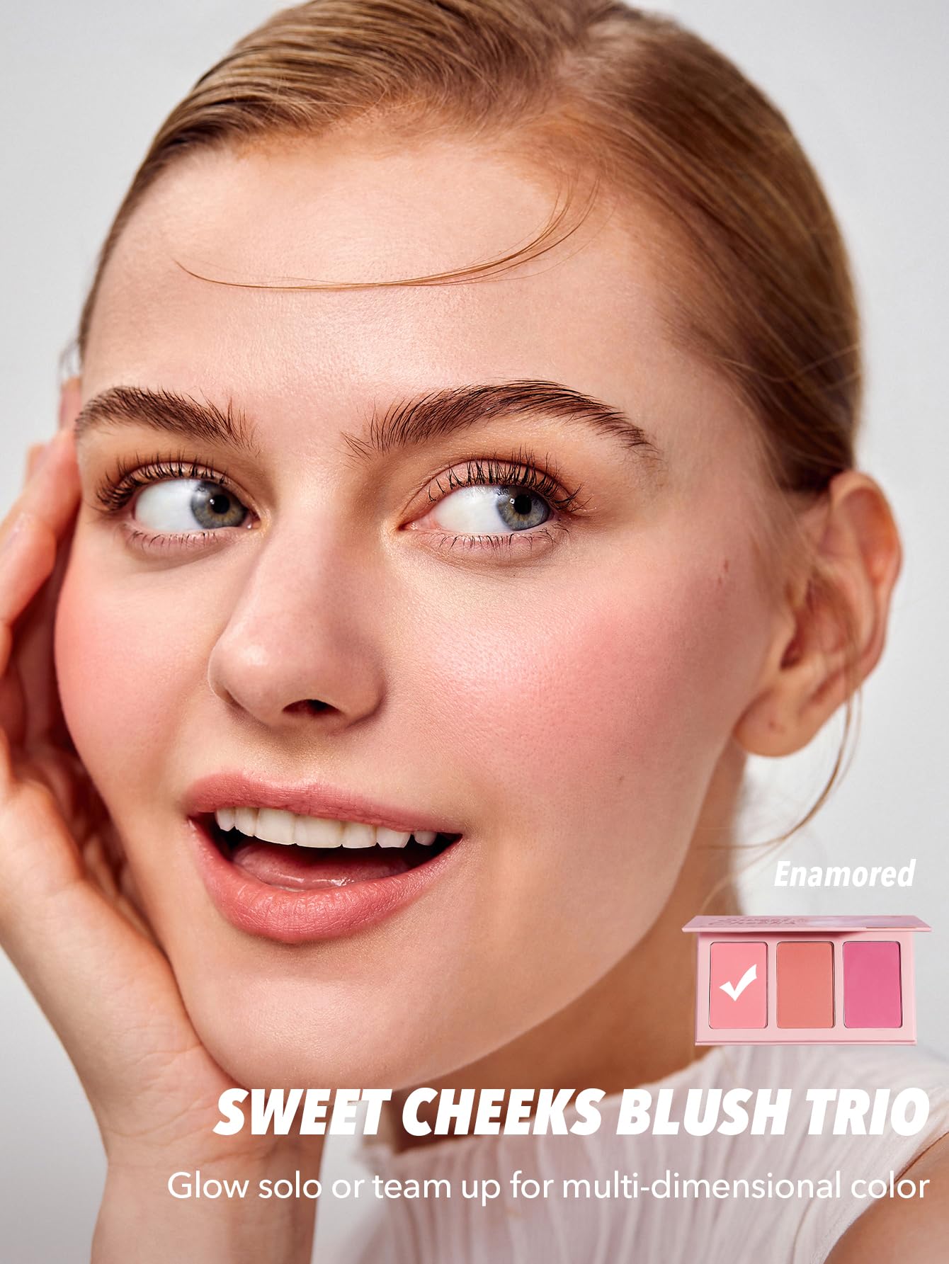 SHEGLAM Sweet Cheeks Blush Trio Blush Powder Silk High Pigment Blush for Cheek-Enamored
