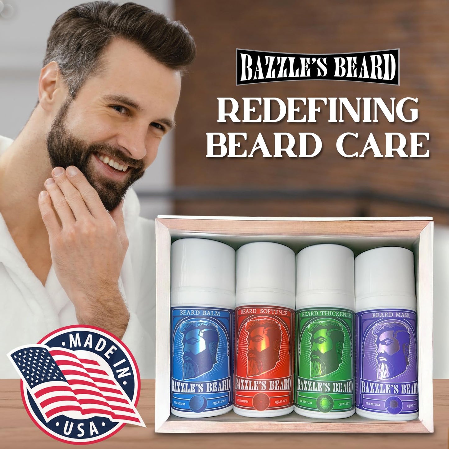 Bazzle's Beard Balm – Gentle Hold & Soft Texture Beard Growth Kit for Men Infused with Shea, Jojoba & Biotin for Healthy Hair Growth & Hydration, Ideal Mustache Care Product for Nourishing Facial Hair