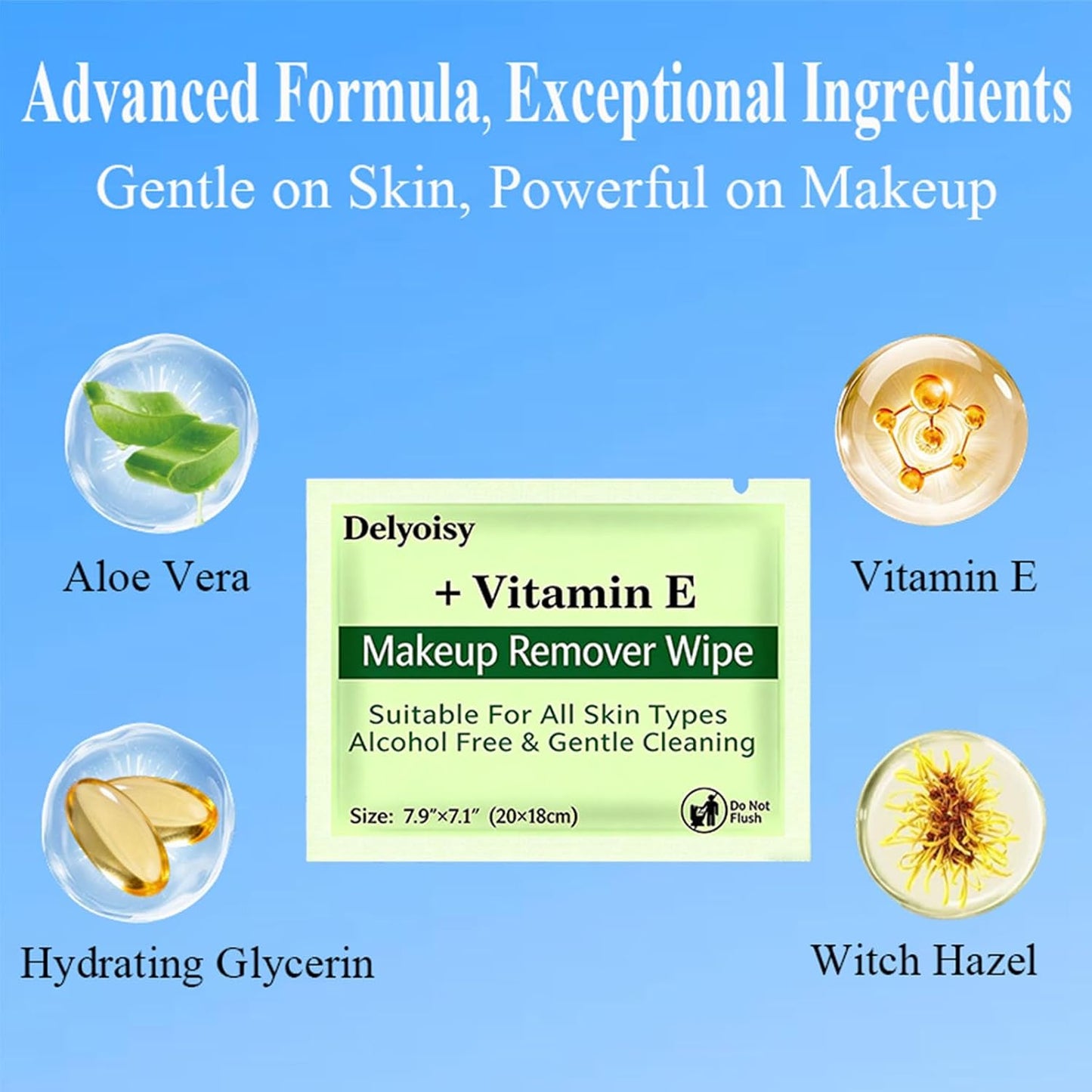 Makeup Remover Wipes - 100 Count Individually Wrapped, Alcohol-Free & Unscented | Travel Size for Sensitive Skin