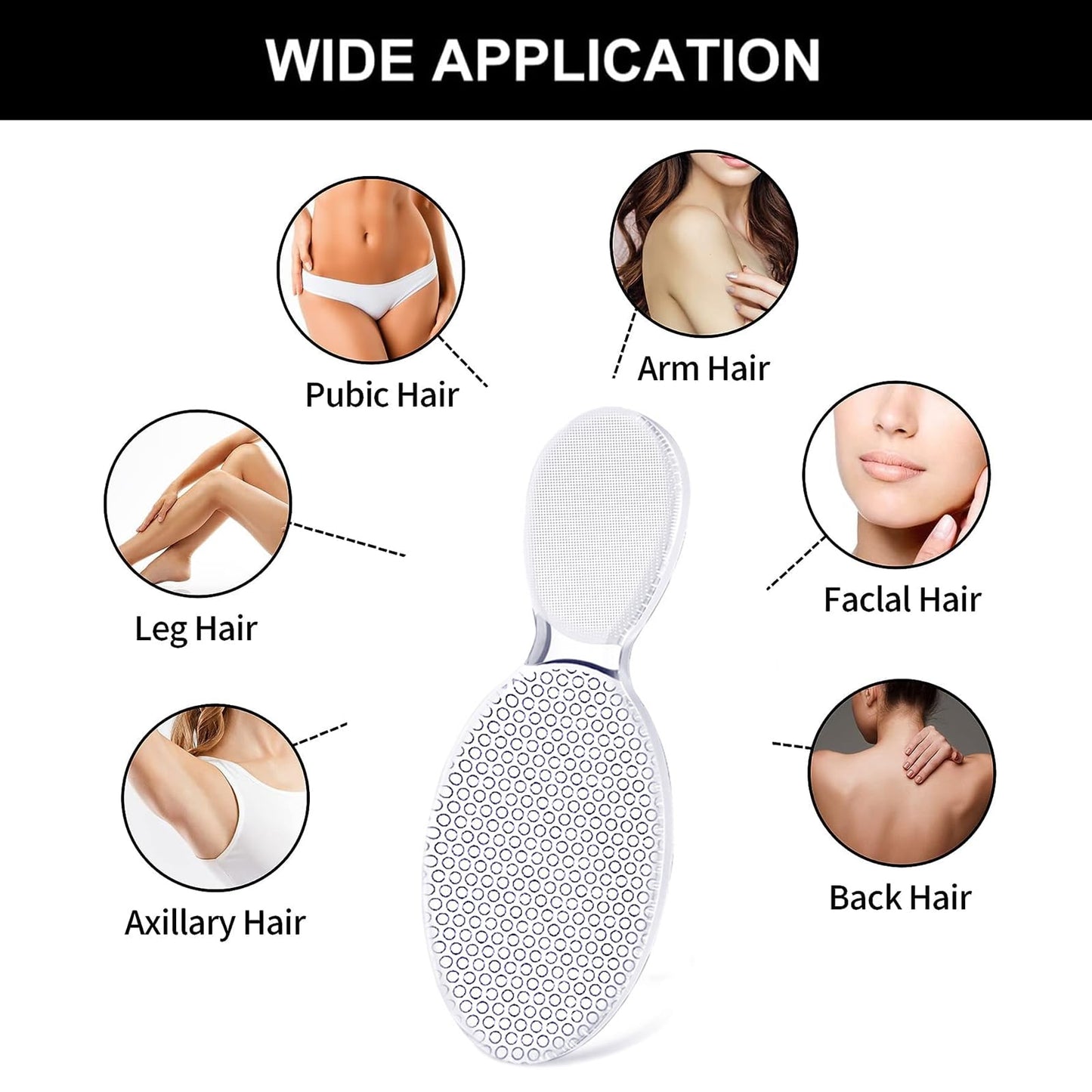 2 Pcs Crystal Hair Remover Professional Crystal Hair Eraser with Ergonomic Handle for Men Women, Back, Arms, Chest, Legs