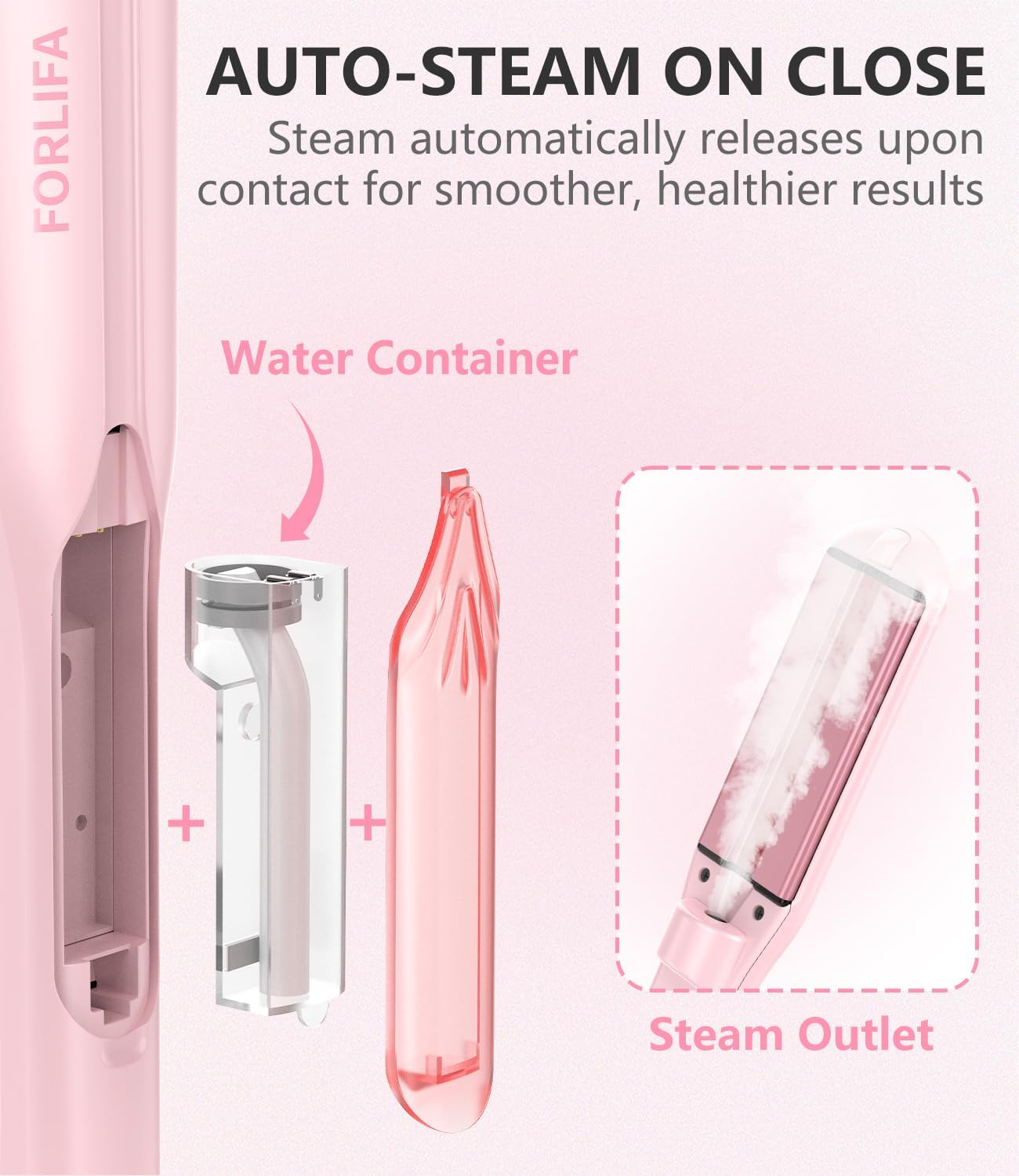 Steam Hair Straightener - 1.5'' Ceramic Flat Iron for Women | 2-in-1 Curler & Straightener, Infrared Technology, Nourishes & Smooths Hair