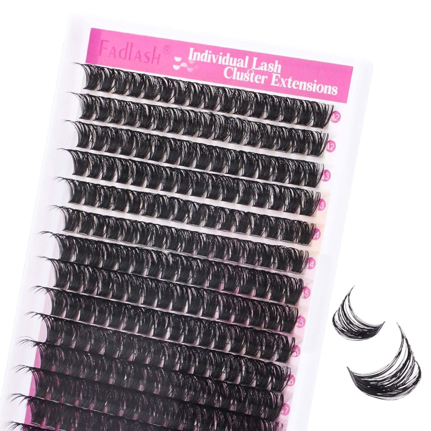 Cluster Lashes - D Curl Wispy Individual Eyelash Extensions for Natural Look | Reusable Fluffy DIY Kit (12-18mm Mix)