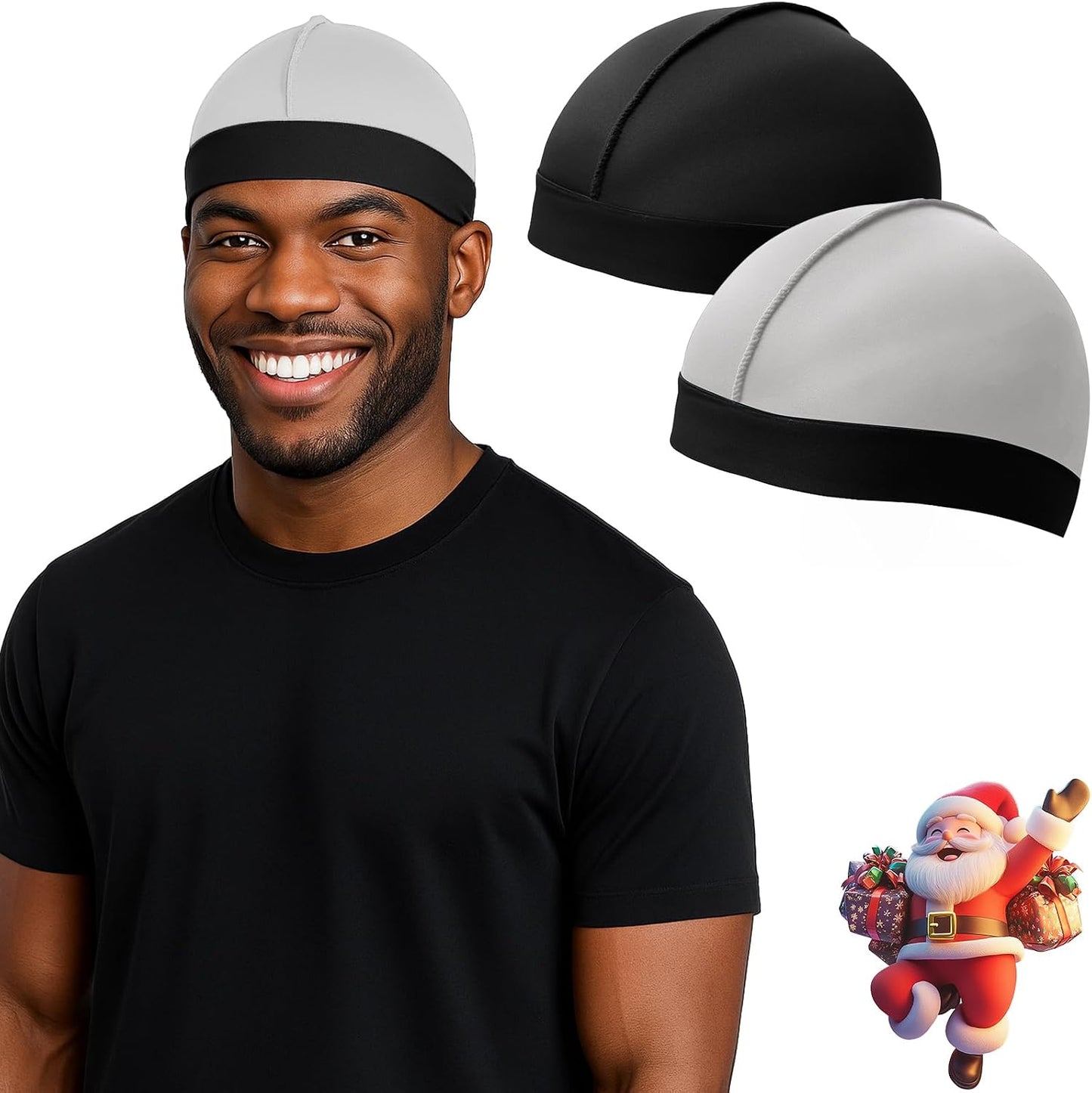 Adjustable Wave Caps for Men - Premium Elastic Stocking Cap for 360, 540, 720 Waves | Comfortable Fit