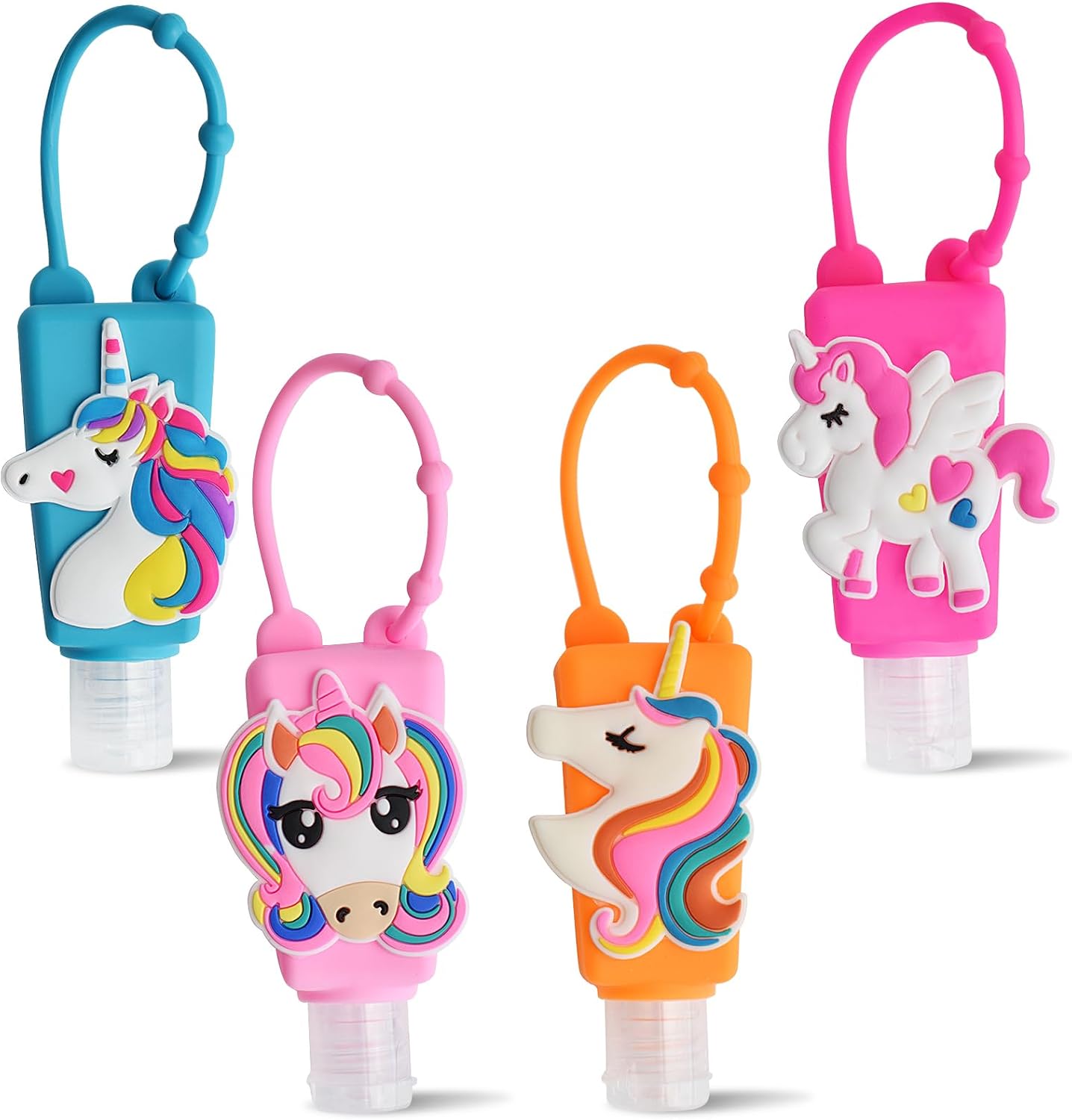 Refillable Travel Bottles - 4 Pack Silicone Clip-Flip Containers | Leak-Proof Hand Sanitizer & Liquid Soap Holders