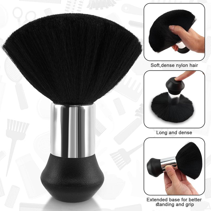 NICEMOVIC Hair Cutting Barber Cape for Men Women Kids with Neck Duster Brush and Barber Brush, Professional Barber Accessories Cleaning Supplies for Salon Haircut Styling (Black Stripe)