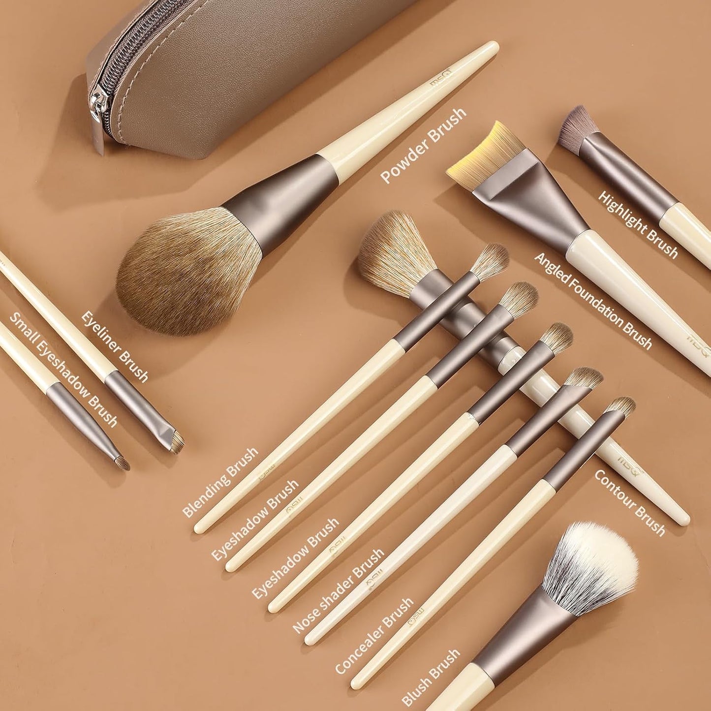 Makeup Brushes Set - 12 Premium Synthetic Hair Brushes for Foundation, Concealer, Blending, Contouring & More | Includes Carry Bag