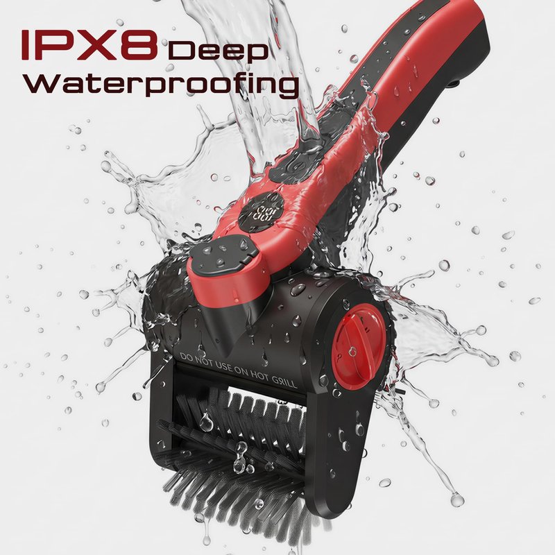 Nozrix Electric Grill Brush, 100W High Power Cordless BBQ Cleaner with 300ml Water Spray Tank, IPX8 Waterproof Automatic Scrubber for Gas Charcoal Grills, 2-Speed Rechargeable Power Brush with Scraper