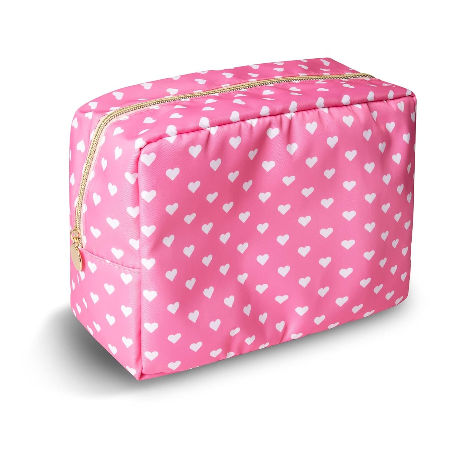 Waterproof Mini Floral Makeup Bag - Nylon Travel Pouch for Women | Cute Zipper Toiletry Organizer (Mini White-Flowers)