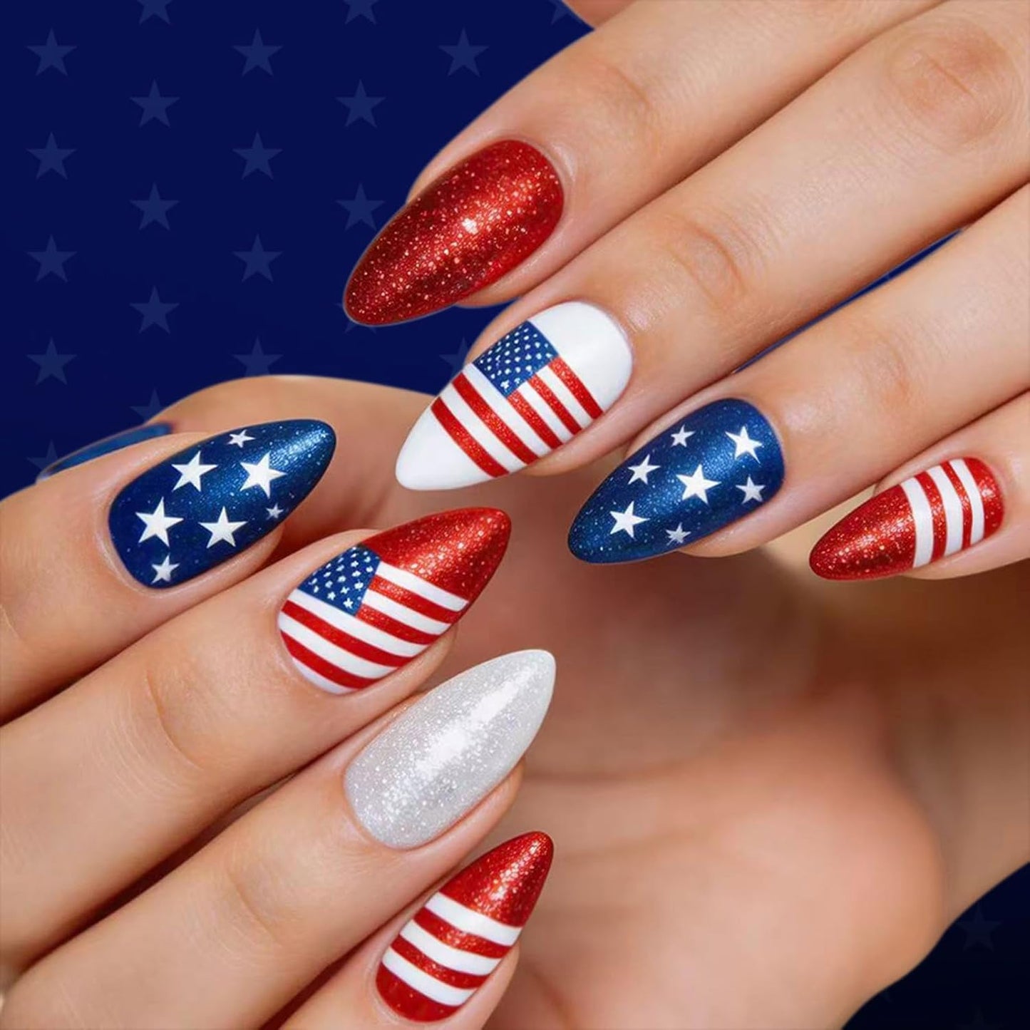 Medium Oval Press-On Nails - Glossy Summer Designs | Cute Orange, Reusable Full Cover Nails, 24 Pcs