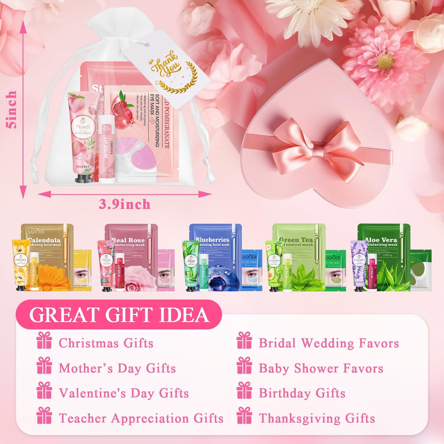 72 Pcs Bulk Gifts For Women, Bulk Facial Mask, Lip Balms, Hand Creams & Under Eye Patches, Spa Party Supplies,Party Favors For Bridal Wedding, Baby Shower,Sleepover Party, Christmas Stocking Stuffers