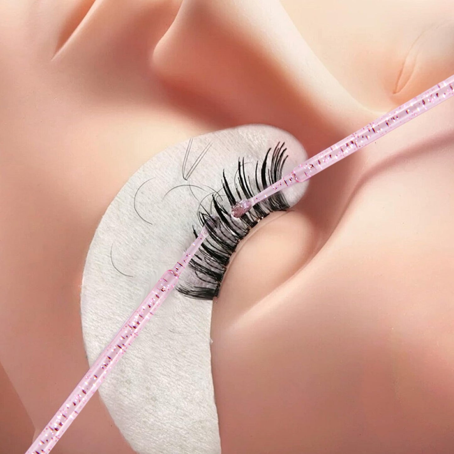300 Count Micro Applicator Brush, Crystal Pink Micro Swabs, Disposable Eye Lashes Mascara Wands for Eyelash Extension