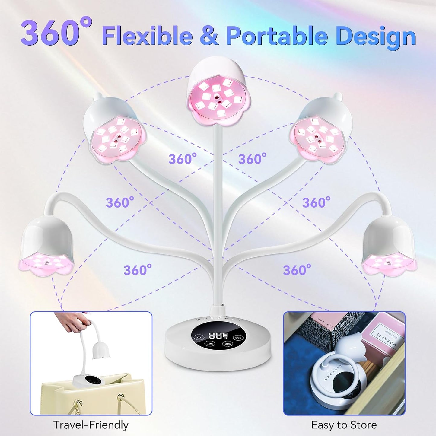Makartt Mini UV Nail Lamp - Rechargeable LED Nail Dryer with 4 Timers & Auto Sensor for Fast Curing | Perfect for Home DIY Manicure
