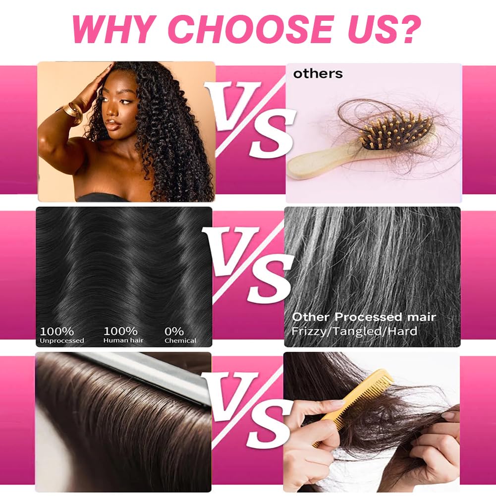 3C4A Burmese Curly Human Hair 4 Bundles (18 20 22 24 Inch) 12A Unprocessed Burmese Virgin Water Wave Hair Bundles Spiral Curly End Human Hair Weft Extensions for Black Women Natural Black