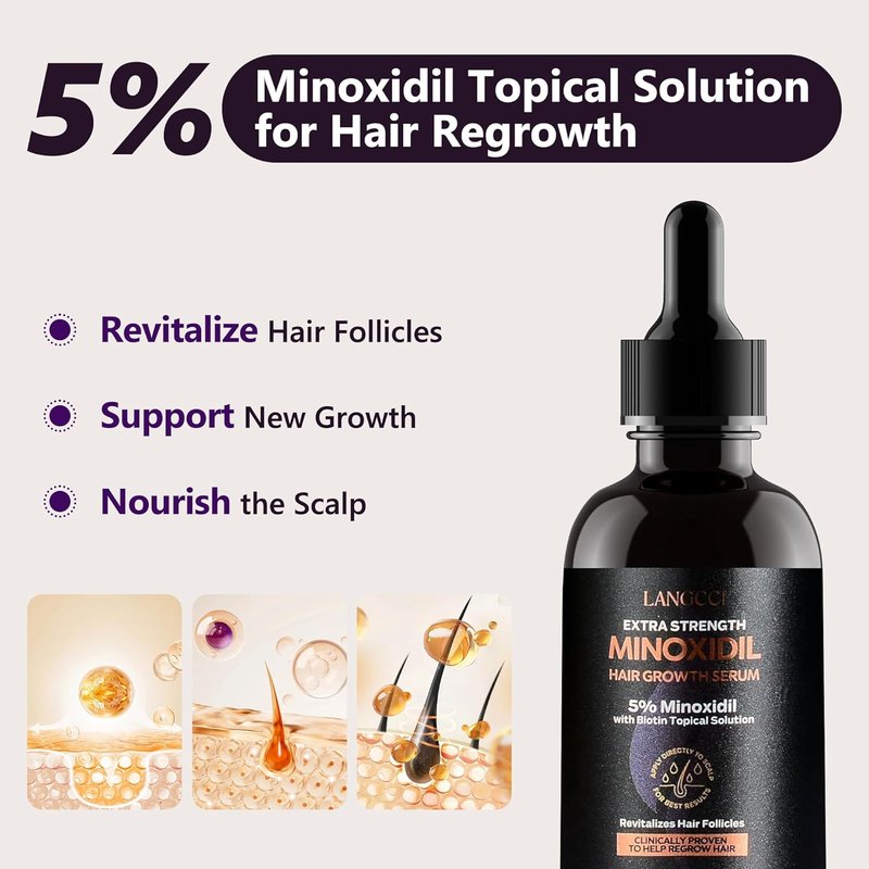 5% Minoxidil Hair Growth Serum for Women - Extra Strength Biotin Treatment for Thinning Hair | 2 Fl Oz