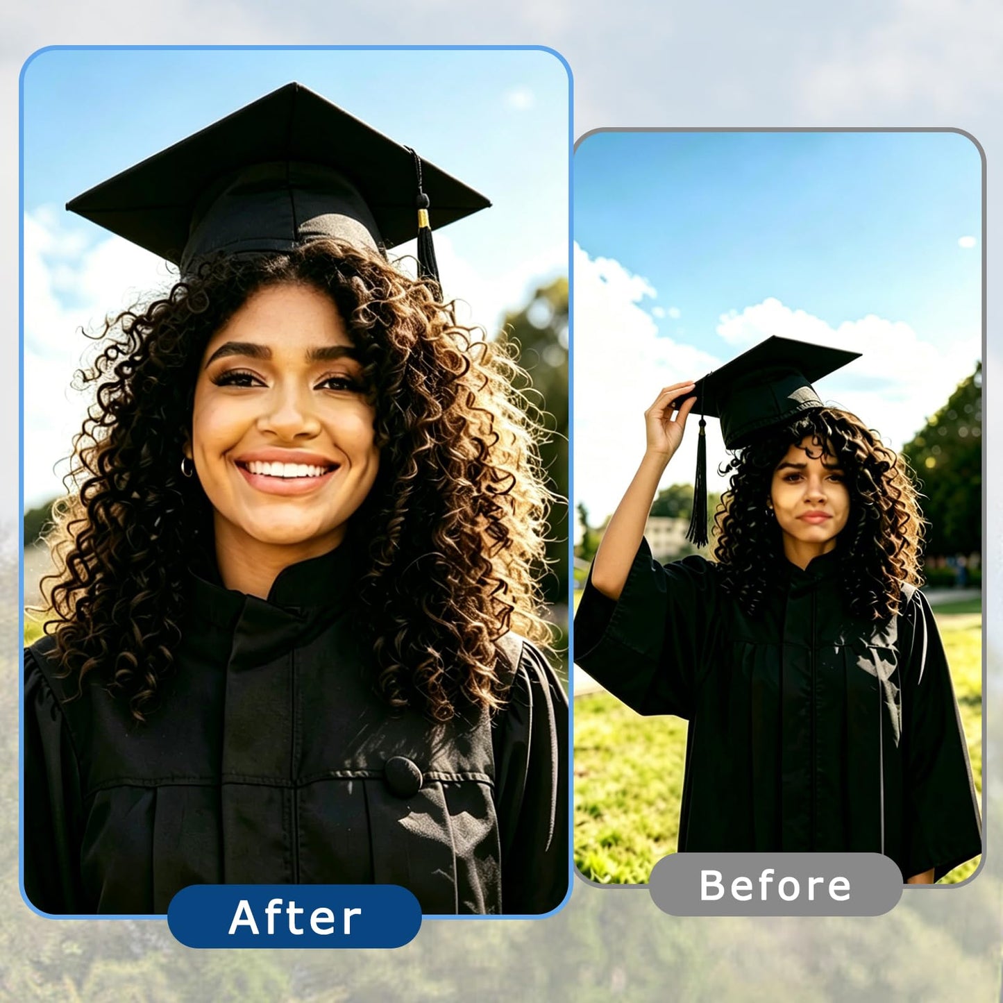 unibouti Graduation Cap Headband Insert Black - Original Four Leaves Clover - Secure Your Grad Cap on Curly, Natural Hair, Braids, Locs, Twists and Straight Hair