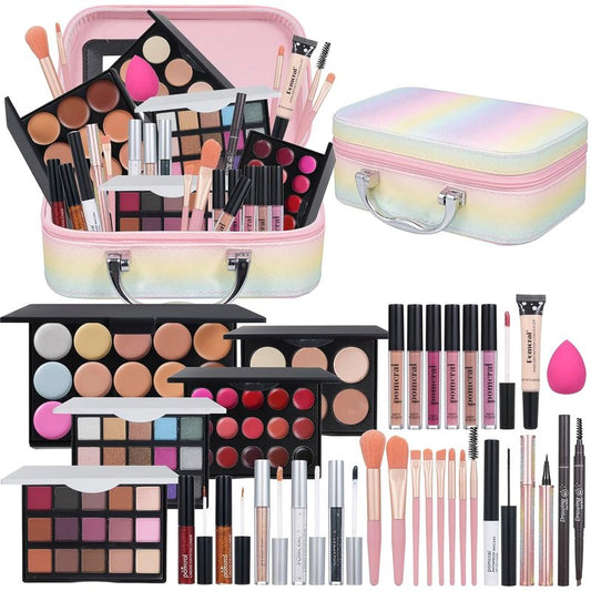 Makeup Kit for Teens & Beginners - All-in-One Eyeshadow, Lip Gloss, Brushes & More | Perfect for Women & Girls