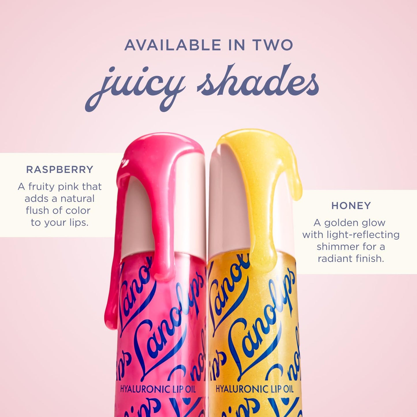 Lanolips Hydrating Lip Oil Duo Gift Set - Plumping Gloss with Lanolin Oil & Hyaluronic Acid | Honey & Raspberry (2 Pieces)