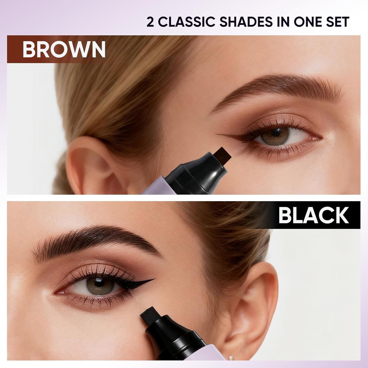 2CHILL Dual-Ended Rotating Eyeliner Stamp Pen Set - Waterproof, Smudge-Proof | Black & Brown