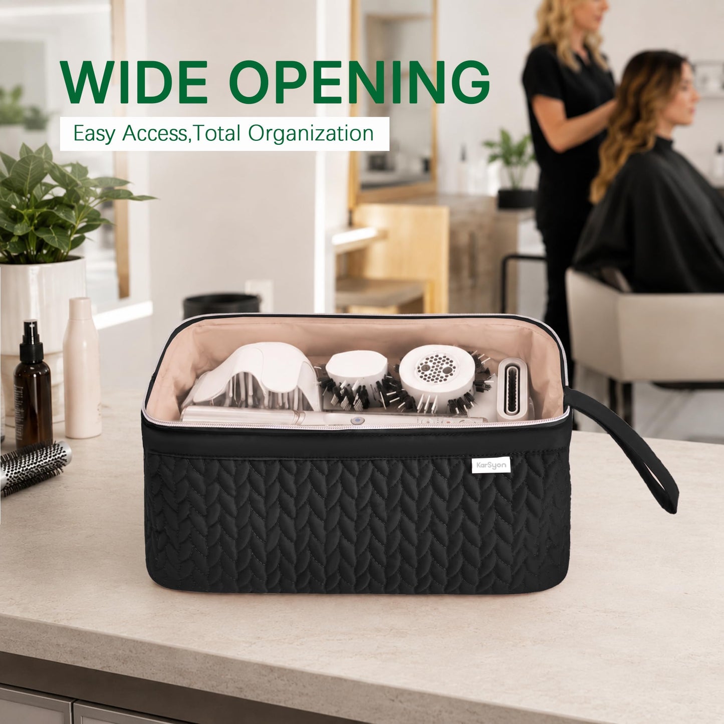 KarSyon Shark Flex Style Case for Dyson Airwrap Hair Dryer Brush Revlon Hair Tools Travel Bag Carrying Case Flat Curling Iron Organizer (Black)