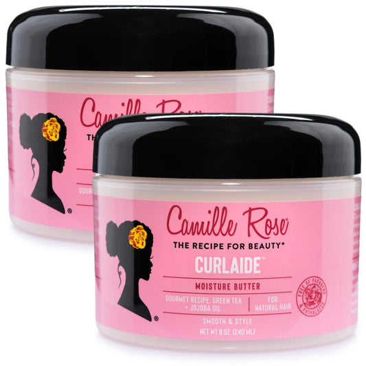 Camille Rose Curlaide Moisture Butter 2-Pack – Curly Hair Cream with Green Tea & Jojoba, Detangler, 8 Fl Oz