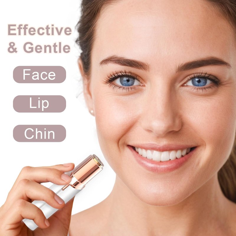 tuokiy Facial Hair Removal for Women, Painless Electric Face Razor, USB Rechargeable, Rose Gold, Minimalist Style