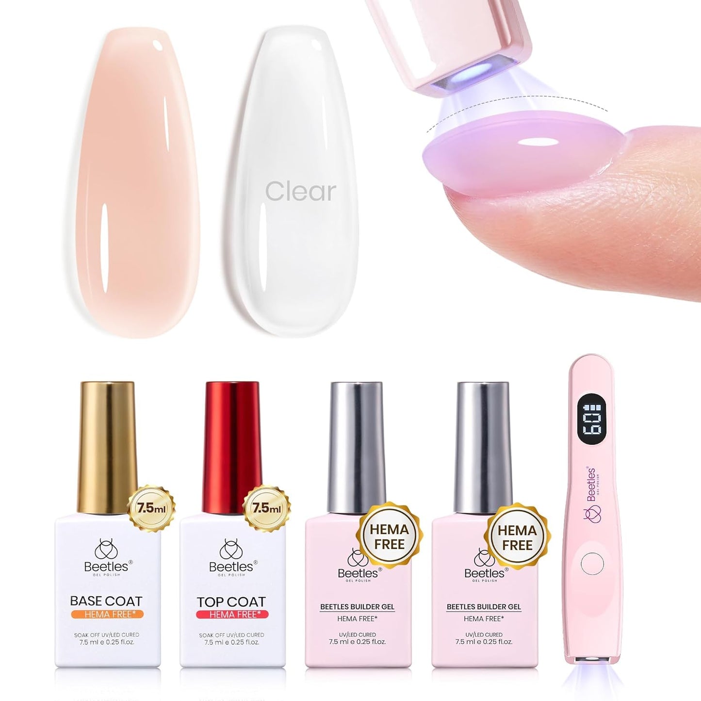 Beetles Builder Gel - Clear Nail Strengthening Gel Set | 3 Pcs for DIY Salon Use, UV & LED Compatible