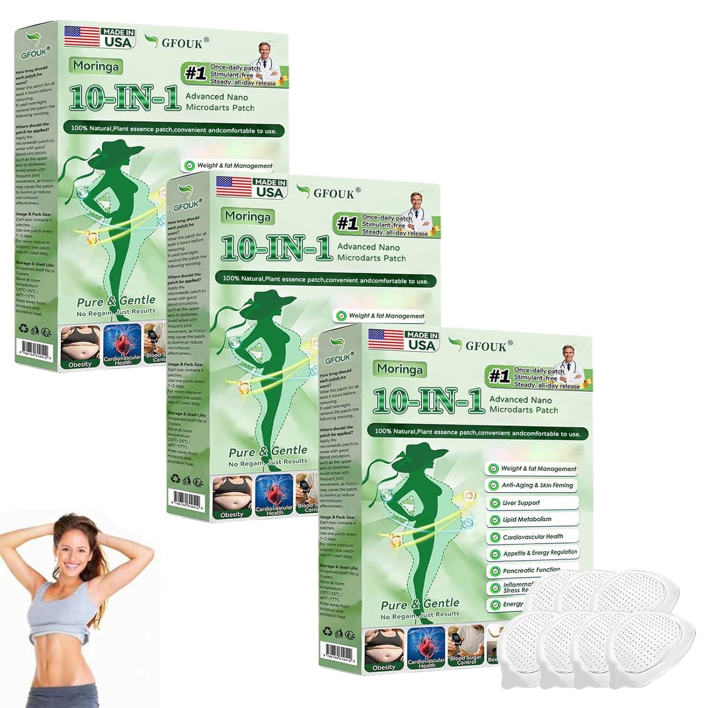 Moringa Berberine X NAD 10-in-1 Patch | Natural Microdarts for All Skin Types - 3PCS