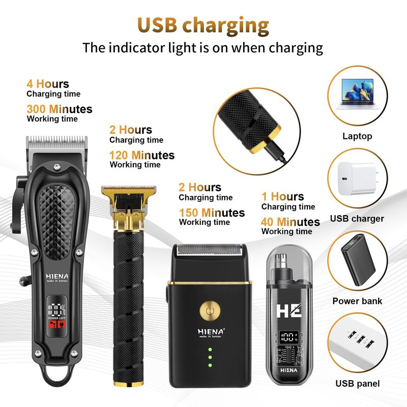 Hair Clippers for Men Professional, Cordless Complete Barber Kit with Electric Hair Clipper T-Blade Beard Trimmer Foil Shaver Nose Trimmer, Men's Hair Cutting Grooming Kit, 8 Guide Combs, Barber/Home
