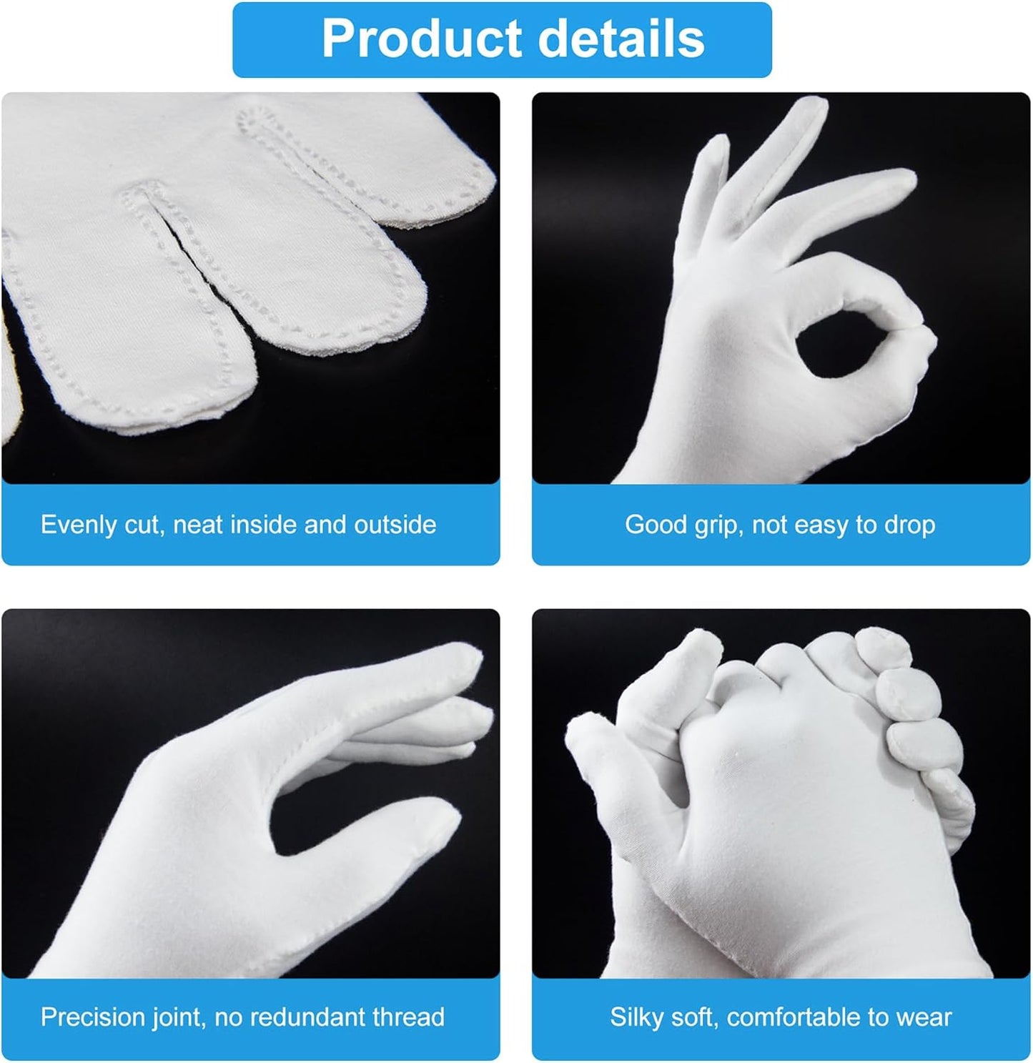 Moisturizing Gloves for Dry Hands | Washable Cotton Spa Gloves - 5 Pairs for Men & Women