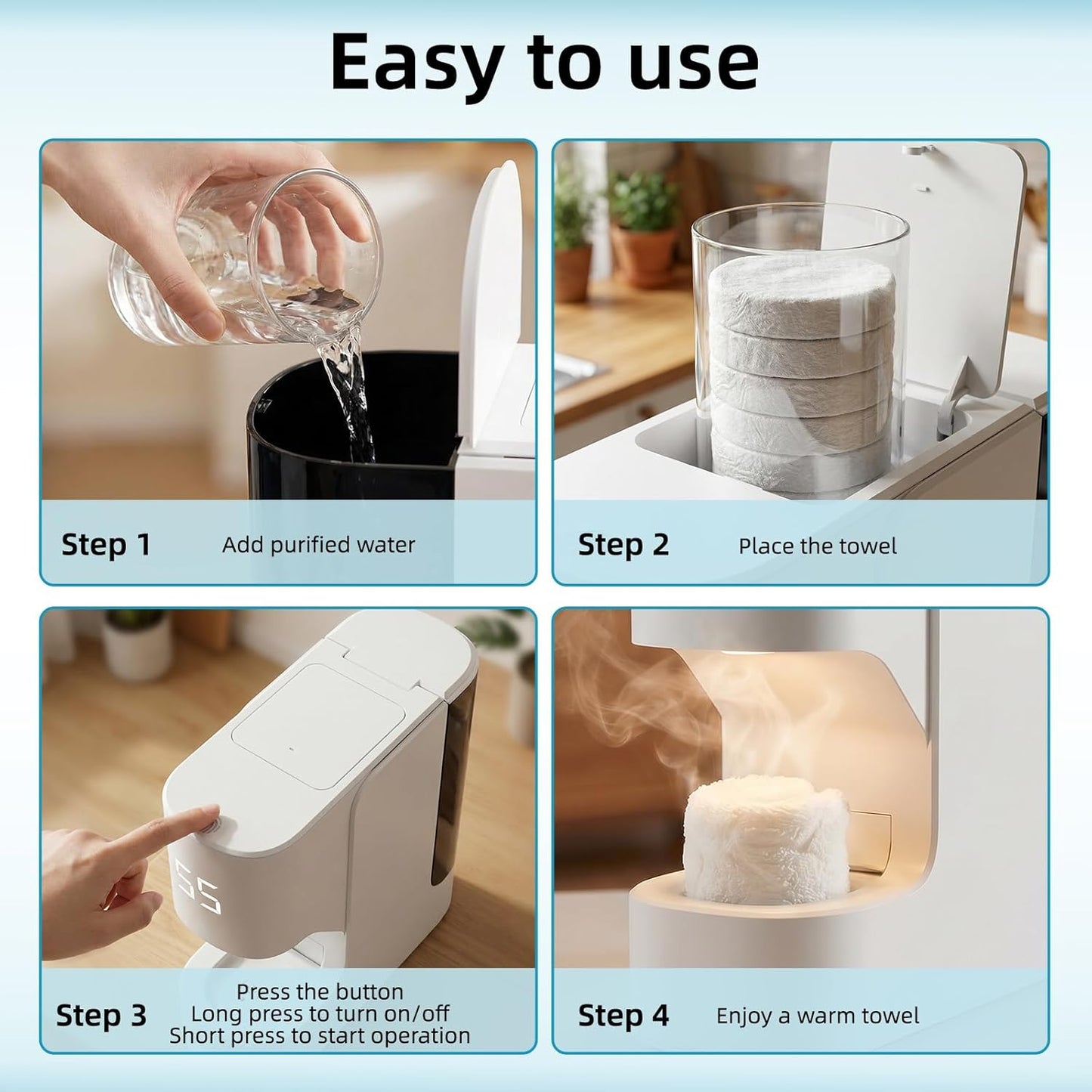Hot Towel Warmer - Fast Heating 5s Towel Dispenser with Voice Alert | Holds 20 Towels, 55°C (131°F) Temperature Control