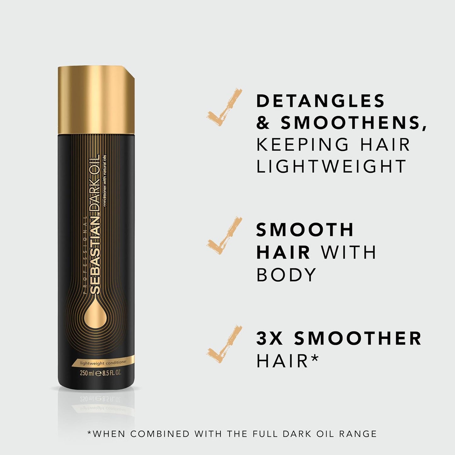 Sebastian Professional Dark Oil Conditioner - Lightweight, Jojoba & Argan Oil for Silky Smooth Hair | 33.8 Fl Oz