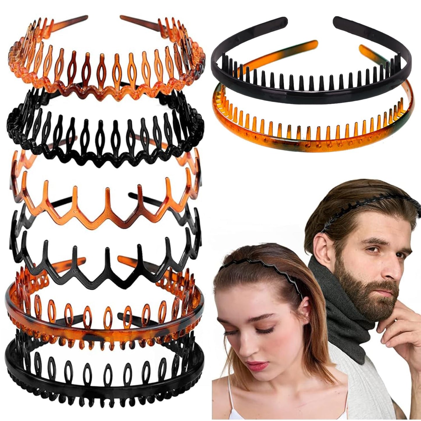 LAPOHI 8 PCS Non-Slip Plastic Headbands - Effortless Hair Accessories for Women & Teens | Matte Black
