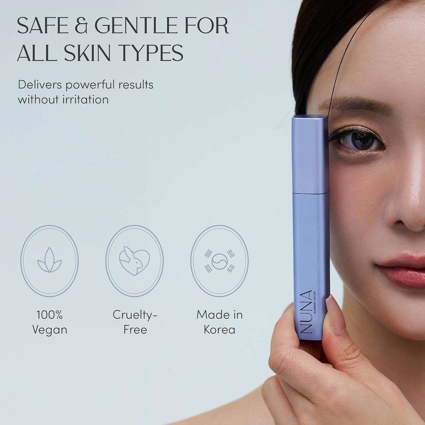 NUNA Eyelash Growth Serum - Biotin & Multi-Peptide Formula for Longer, Fuller Lashes | 6ml, 6-Month Supply