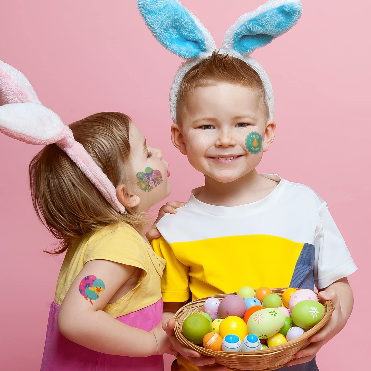ArtCreativity Classic Easter Basket Stuffers for Kids, Temporary Tattoo Stickers, Egg Fillers, Treats, Toys, Essentials, 144-Pack