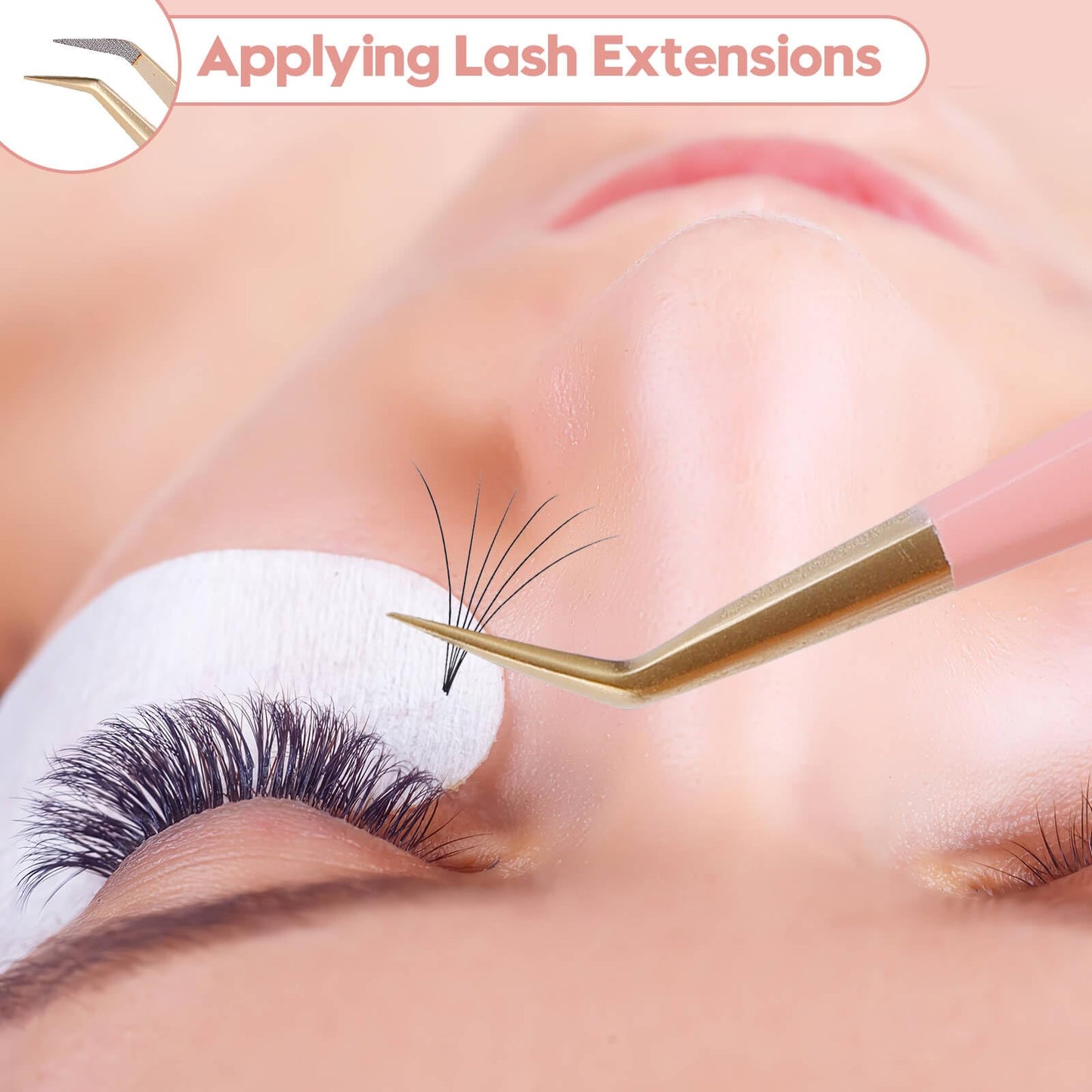 Ms.Queen Isolation Lash Tweezers,45 Degree 14cm Long&Slim Fiber Tip Tweezers for Individual & Classic Eyelash Extensions