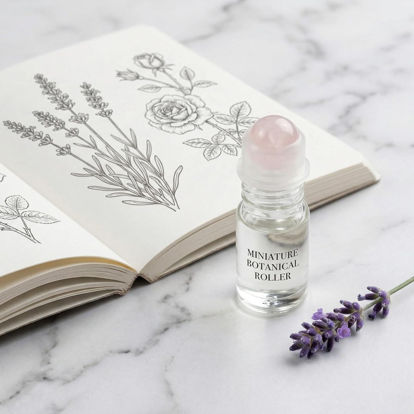 Essential Oil Roller Ball Tops - 9Pcs Replacement Rollers with Rose Quartz Applicator for 10ml Bottles | Aromatherapy DIY Blends