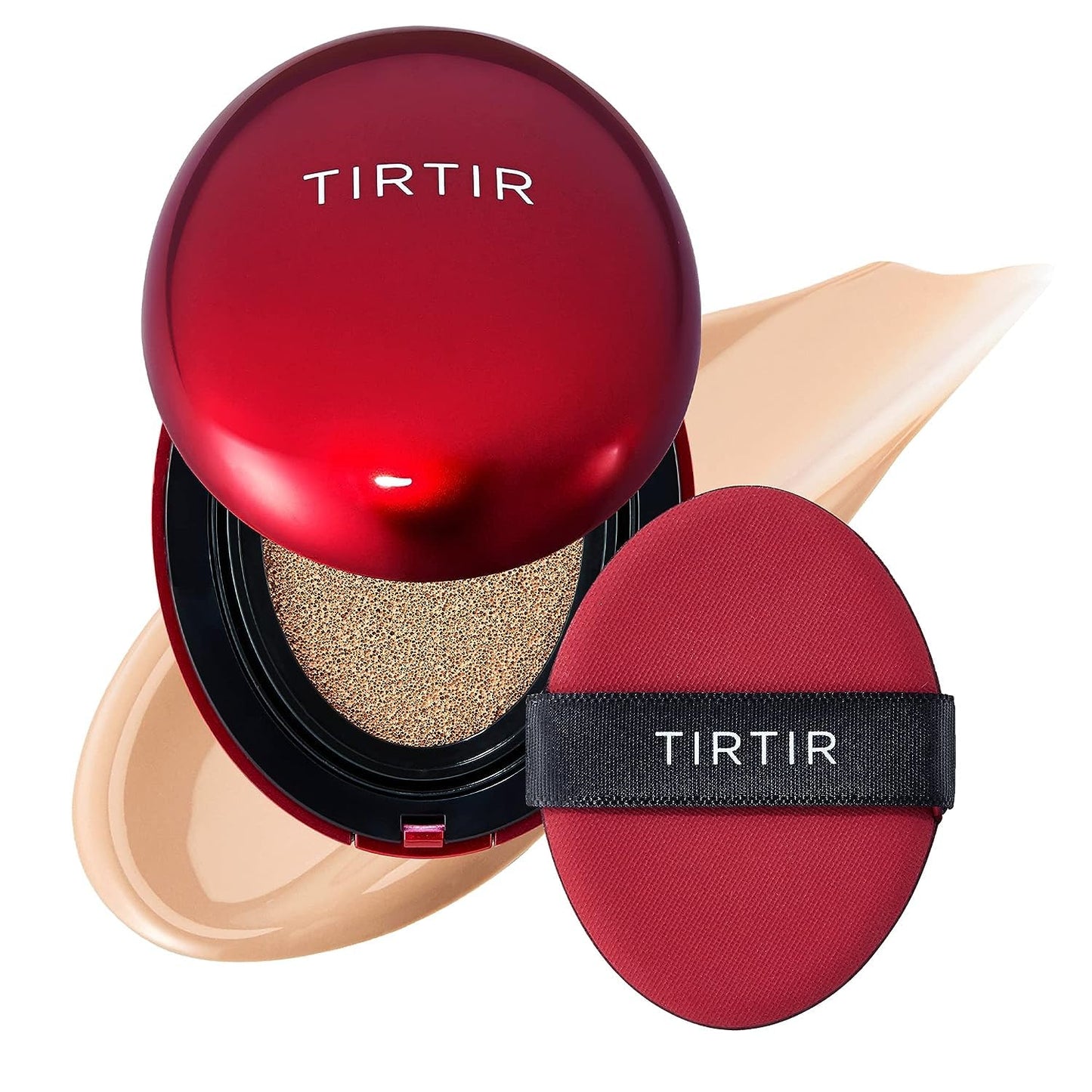 TIRTIR Red Cushion Foundation - Full Coverage, Weightless BB Makeup | Satin Glow Finish, Buildable, #23N Sand, 0.63 Fl Oz