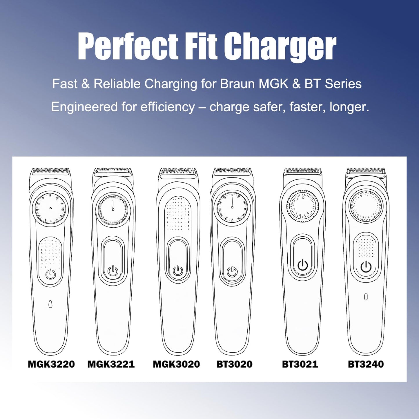 AZJCKEW 2.3V USB Charger Replacement for Braun 5513 5516 MGK3010 MGK3020 MGK3021 MGK3025 MGK3210 MGK3220 MGK3221 MGK3321 MGK3225 MGK3921, 3.3FT Electric Shaver Beard Trimmer