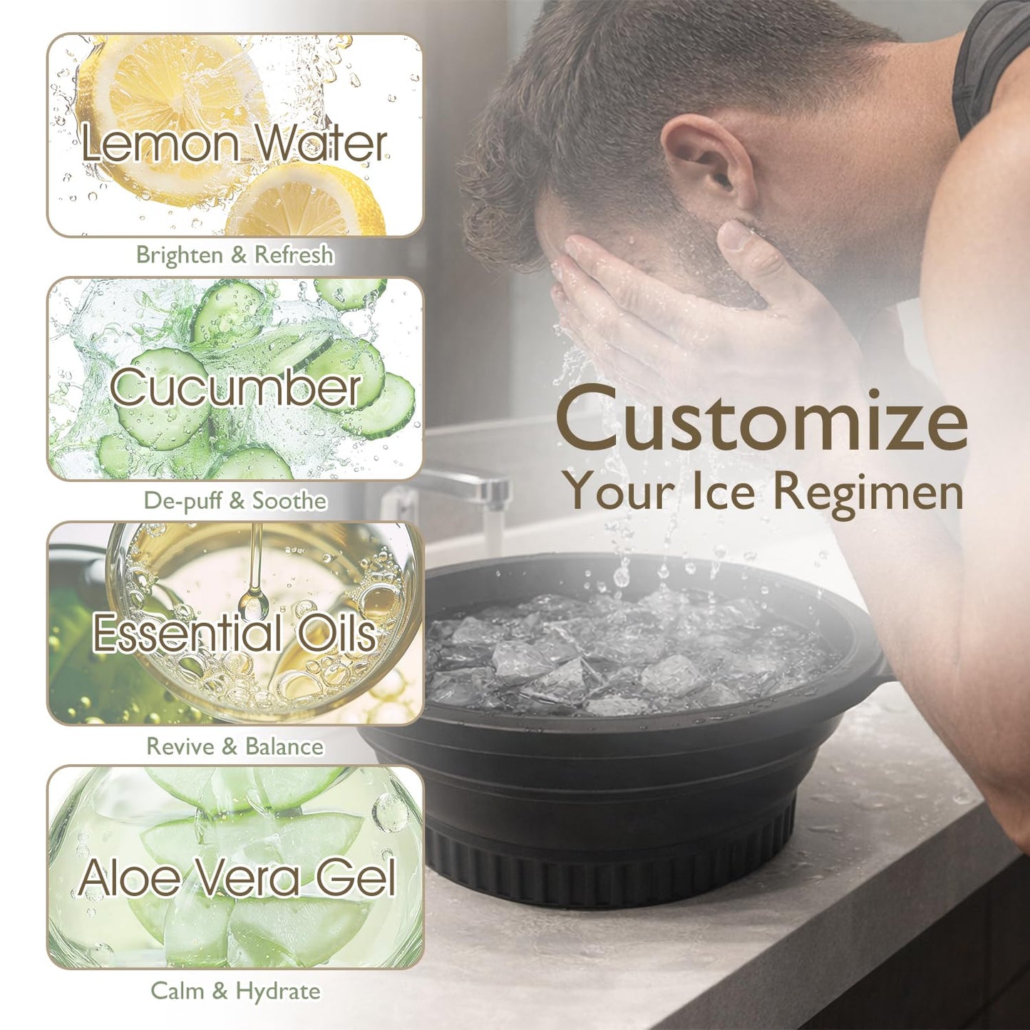 Foldable Silicone Face Ice Bath Bowl
