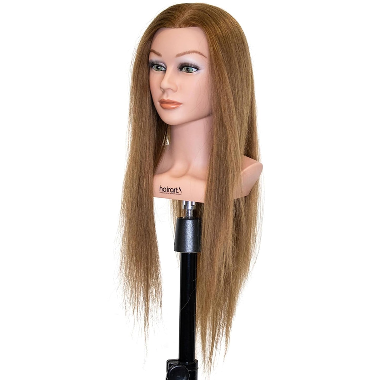 Tessa 24" Medium Brown Cosmetology Mannequin Head - 100% Human Hair for Styling & Training | Ideal for Hairdressers & Students
