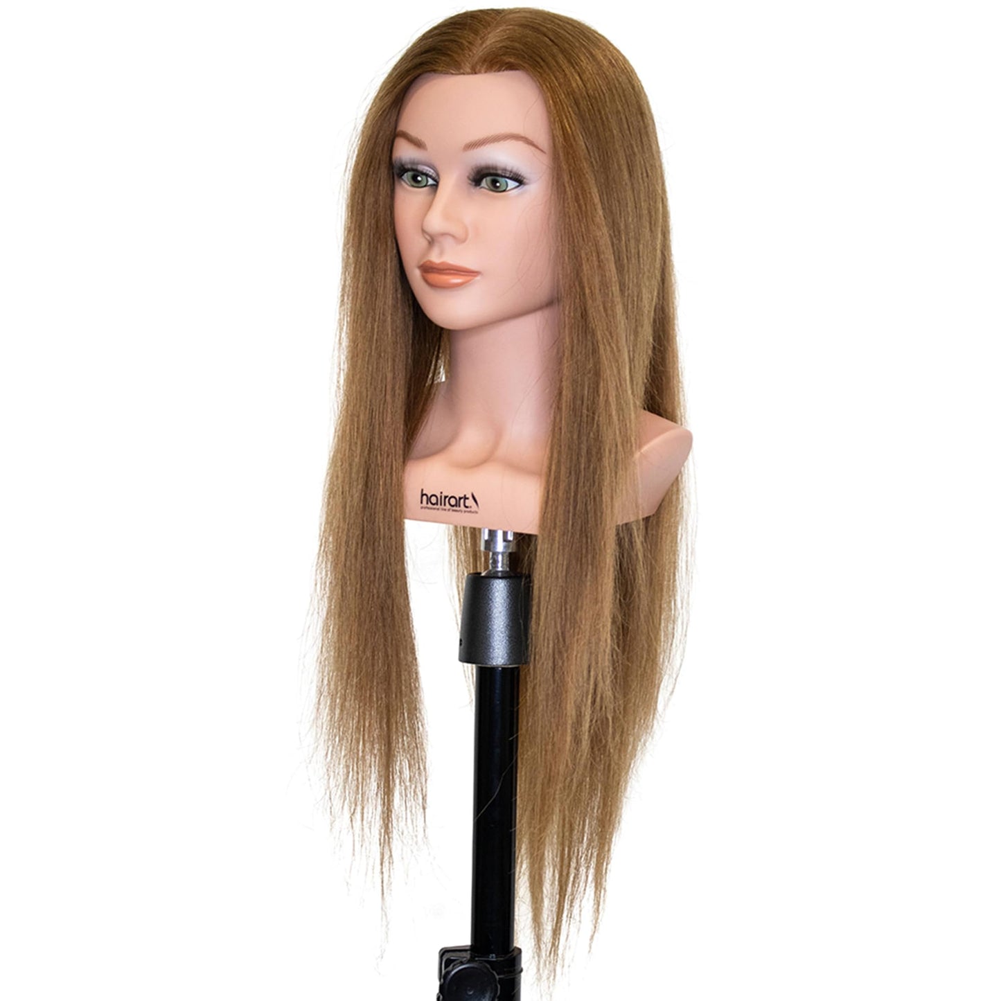 Tessa 24 Medium Brown Cosmetology Mannequin Head - 100% Human Hair for Styling, Training, and Practice - Ideal Long Hair Mannequin for Hairdressers and Students