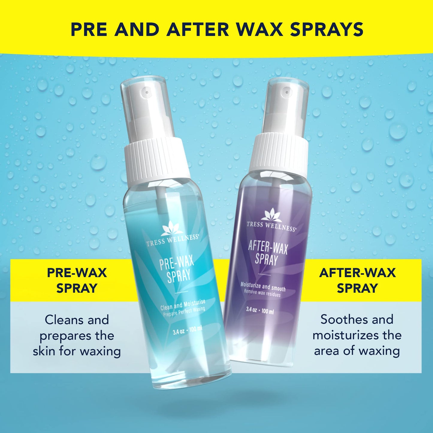 Tress Wellness Bikini Star 1.2lb Hard wax beads with Pre & After spray - For sensitive skin - Up to 50 waxes