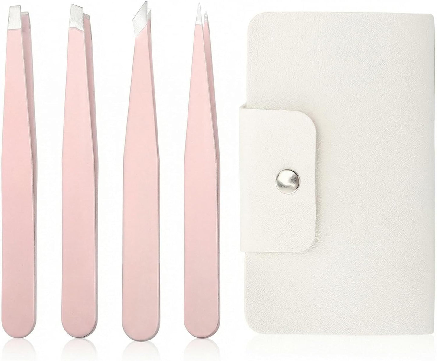 Precision Stainless Steel Tweezers Set - 4 PCS for Ingrown Hair, Facial Hair, Splinter & Blackhead Removal | Black