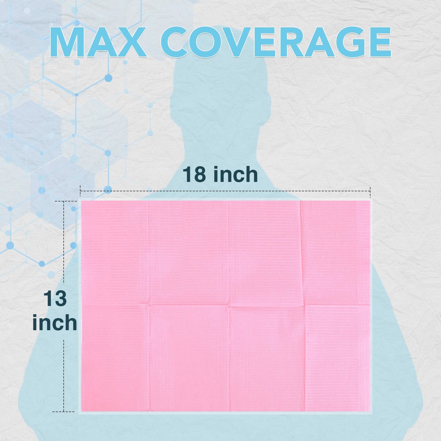480 Pack Disposable Dental Bibs 13"x18", 3-Ply Waterproof Tattoo Bibs Sheet for Nail Salon, Dental Clinic, Feeding, Tattoo Shop (Pink)