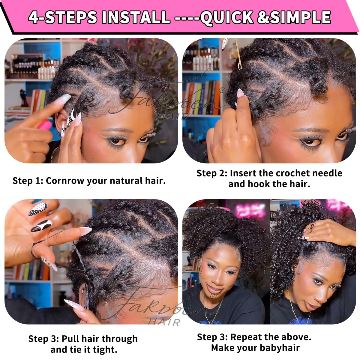Human Crochet Hair for Black Women - 20 Inch Burmese Curly Pre-Looped | Natural Black, Reusable Bundles