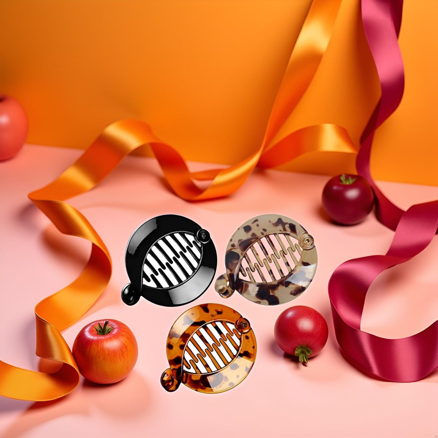 3Pcs Resin Banana Hair Clips Small Banana Hair Combs Fishtail Hair Clip Side Comb Round Ponytail Holder for Women Girl Hair Accessories Clips and Barrettes