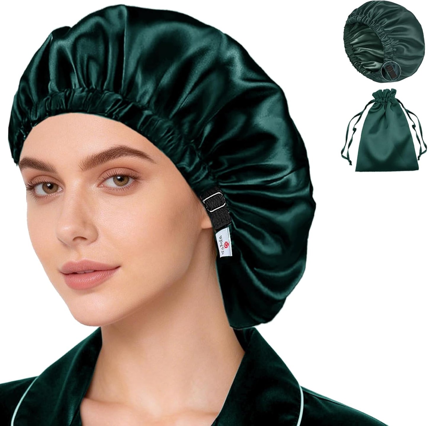 Silk Satin Bonnet Set - Soft Sleep Caps for Curly Hair | 2-Pack, Women's Night Bonnets