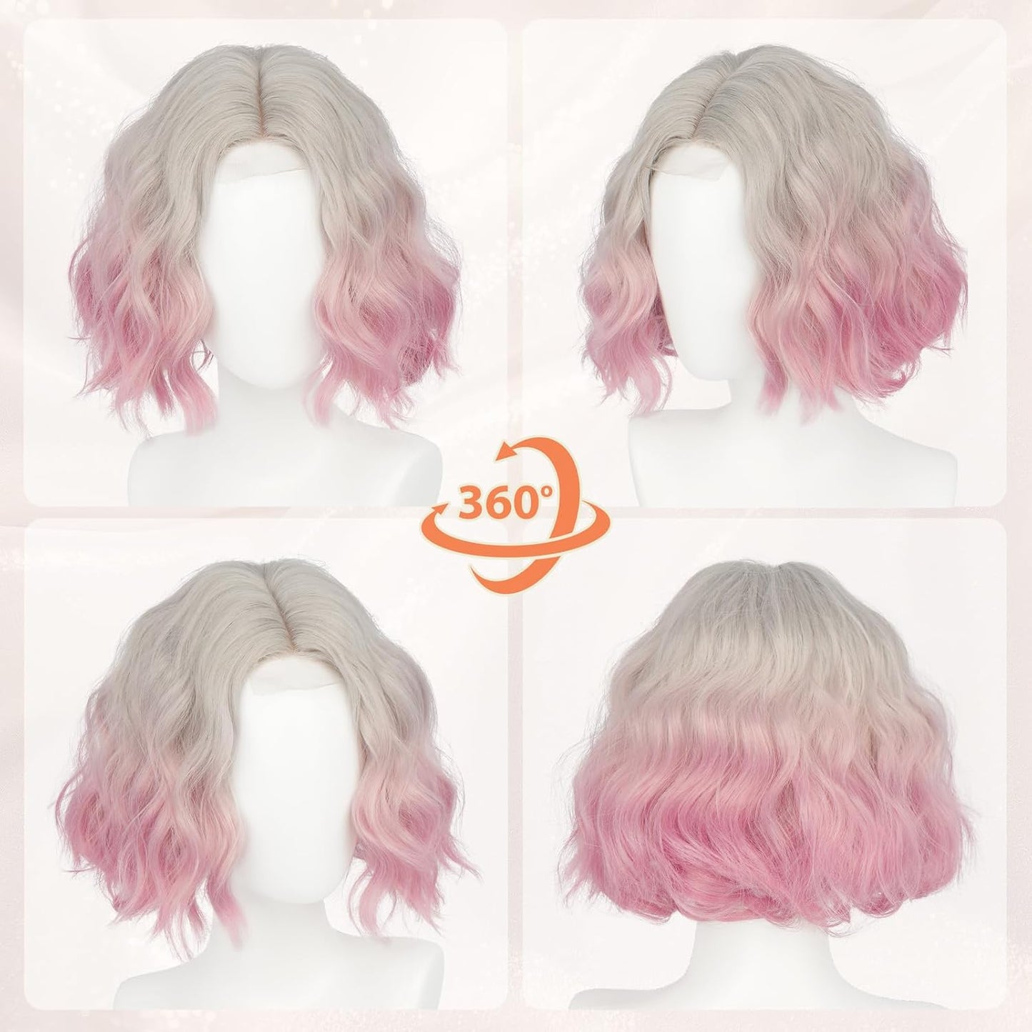Blonde Bob Wig for Women - Lace Front Short Soft Wavy Curly Synthetic Hair | 11 Inch Natural Look