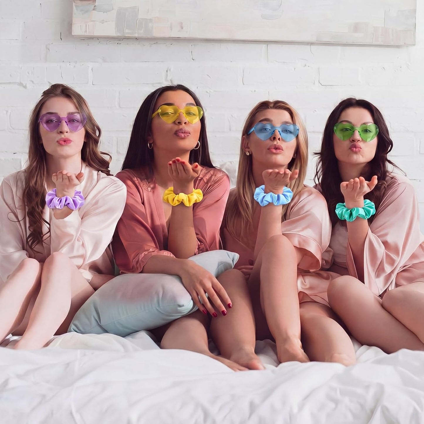 Slumber Party Supplies - 12 Set 84 Pcs Spa Gift Kit with Headbands, Sunglasses & Makeup Bag | Pastel Colors