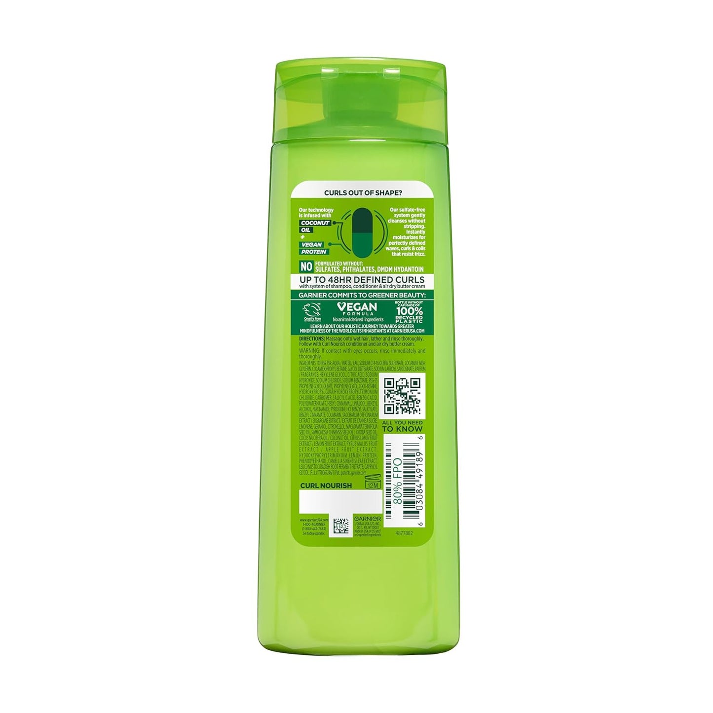 Garnier Fructis Curl Nourish Shampoo - Sulfate Free Moisturizing Formula | 12.5 Fl Oz